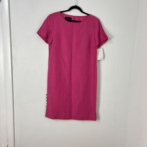 Spenser Jeremy Silk Linen Dress Preppy Twee Pink Corporate Old Money Women 10